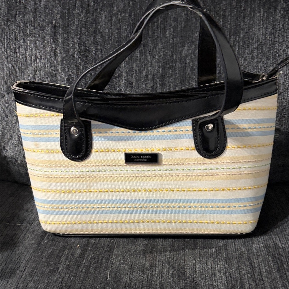 Kate Spade Black and Cream Striped Women's Bag